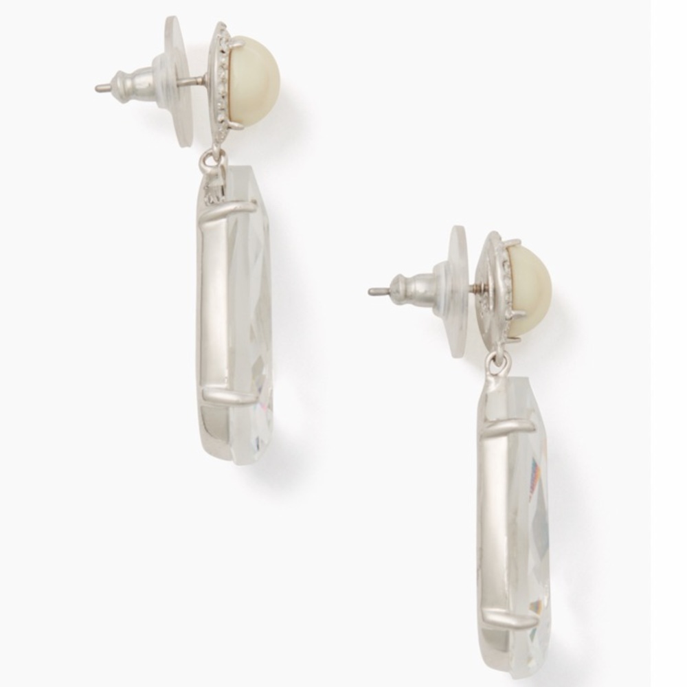NWT Kate Spade rhodium pearl crystal earrings - Picture 3 of 7